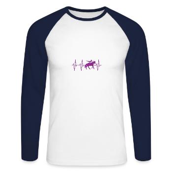 Volti battement de coeur - cadeau vaulter - T-shirt baseball manches longues Homme - blanc/marine - Devant - Nik (191cm)