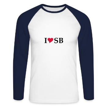 I Love SB Transylvania Sibiu - Unisex Long Sleeve Baseball T-Shirt - white/navy - Front - Nik (191cm)