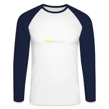 hoodie - premium - Unisex Baseballshirt langarm - Weiß/Navy - Vorne - Nik (191cm)