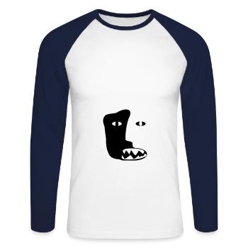 doubleface head heads double head devil phantom # - Unisex Long Sleeve Baseball T-Shirt - white/navy - Front - Nik (191cm)
