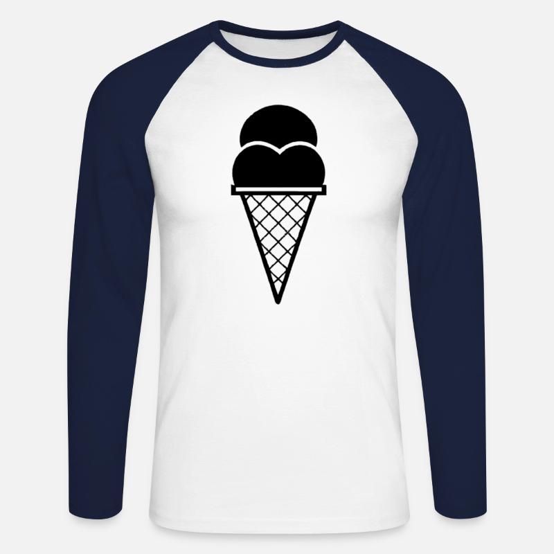Eis Eistüte Geschenkidee Eiscreme - Unisex Baseballshirt langarm - Weiß/Navy