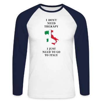 Italien lustig Geschenkidee Therapie italienisch - Unisex Baseballshirt langarm - Weiß/Navy - Vorne - Nik (191cm)