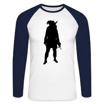 Capitaine de pirate - T-shirt baseball manches longues Homme - blanc/marine - Devant - Nik (191cm)