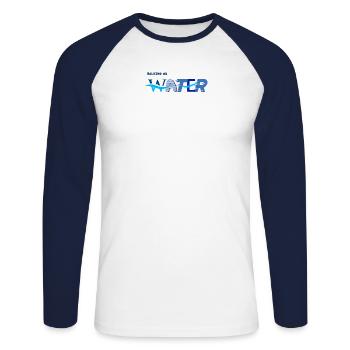 Walking on Water - Unisex Baseballshirt langarm - Weiß/Navy - Vorne - Nik (191cm)