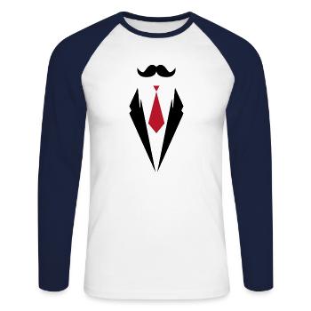 Tie - Unisex Long Sleeve Baseball T-Shirt - white/navy - Front - Nik (191cm)