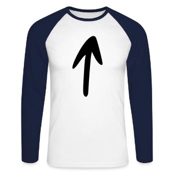 Arrow drawing sketch black - Unisex Long Sleeve Baseball T-Shirt - white/navy - Front - Nik (191cm)