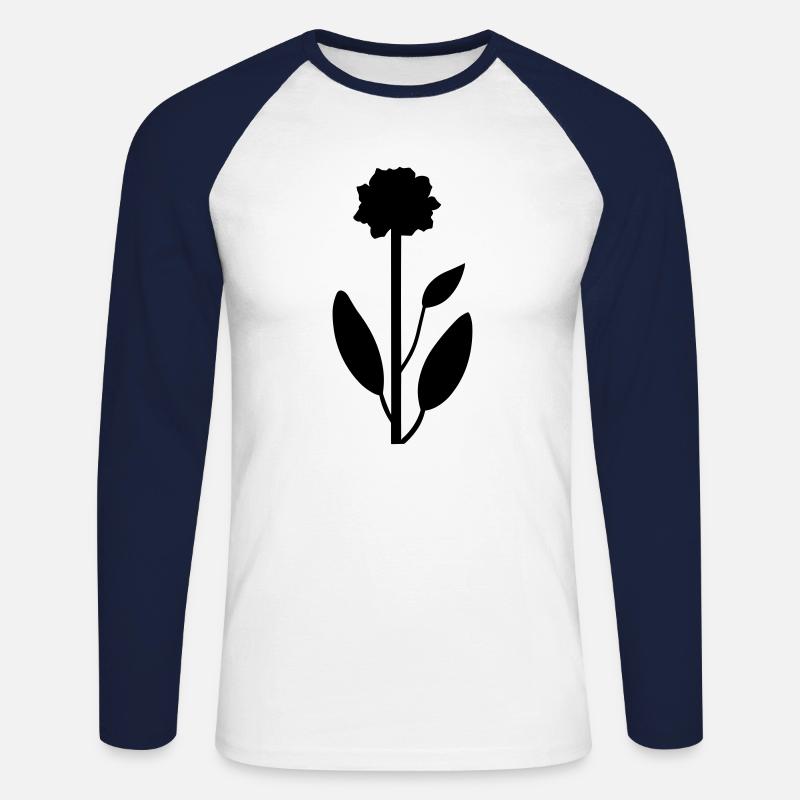 Blume mit Stiel - Unisex Baseballshirt langarm - Weiß/Navy