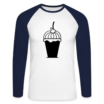 Ice Sundae - Unisex Long Sleeve Baseball T-Shirt - white/navy - Front - Nik (191cm)