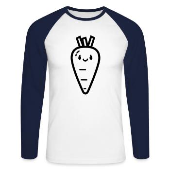 Karotte - Unisex Baseballshirt langarm - Weiß/Navy - Vorne - Nik (191cm)