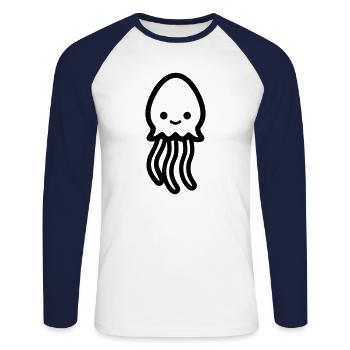 Méduse - T-shirt baseball manches longues Homme - blanc/marine - Devant - Nik (191cm)