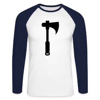 Axt - Unisex Baseballshirt langarm - Weiß/Navy - Vorne - Nik (191cm)