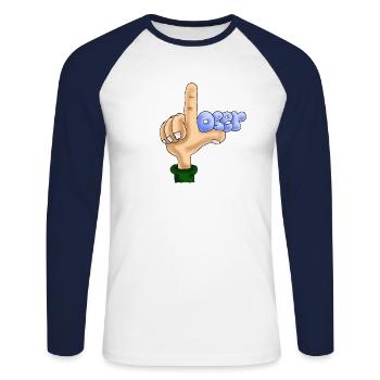 loser - Unisex Baseballshirt langarm - Weiß/Navy - Vorne - Nik (191cm)