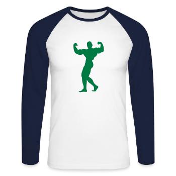 silhouette bodybuilding 10 musculation po - T-shirt baseball manches longues Homme - blanc/marine - Devant - Nik (191cm)