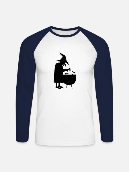 witch - Unisex Long Sleeve Baseball T-Shirt - white/navy