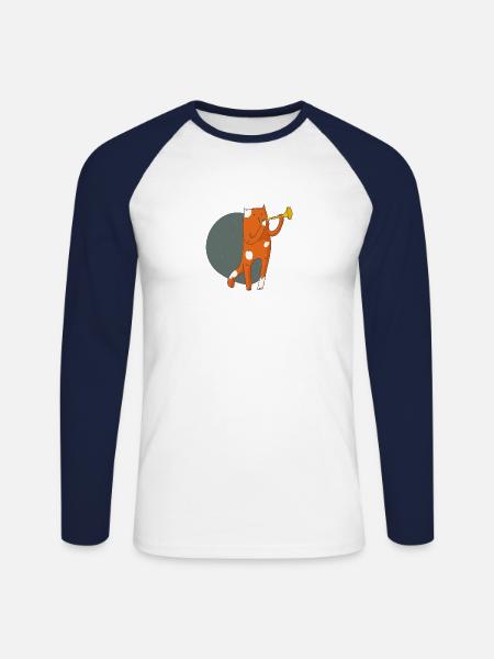 Katze - Unisex Baseballshirt langarm - Weiß/Navy