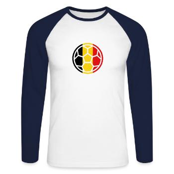 Ballsport - Unisex Baseballshirt langarm - Weiß/Navy - Vorne - Nik (191cm)