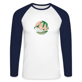 Sommer - Unisex Baseballshirt langarm - Weiß/Navy - Vorne - Nik (191cm)