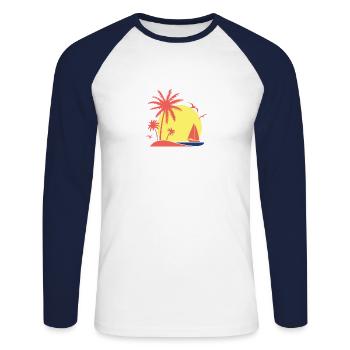 Sommer - Unisex Baseballshirt langarm - Weiß/Navy - Vorne - Nik (191cm)