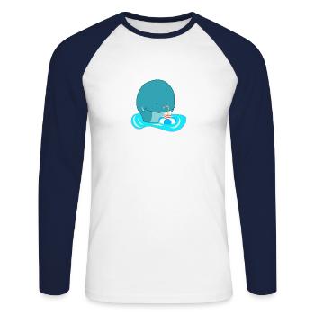 Sommer - Unisex Baseballshirt langarm - Weiß/Navy - Vorne - Nik (191cm)