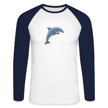 Meerestiere - Unisex Baseballshirt langarm - Weiß/Navy - Vorne - Nik (191cm)
