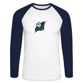 Meerestiere - Unisex Baseballshirt langarm - Weiß/Navy - Vorne - Nik (191cm)