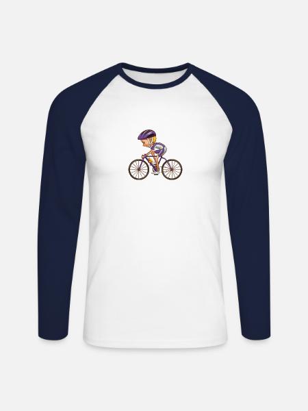 Fahrrad - Unisex Baseballshirt langarm - Weiß/Navy