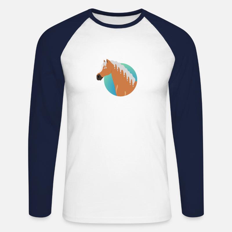 Pferde - Unisex Baseballshirt langarm - Weiß/Navy