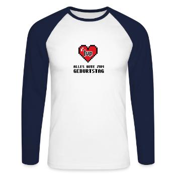 Geburtstag - Unisex Baseballshirt langarm - Weiß/Navy - Vorne - Nik (191cm)