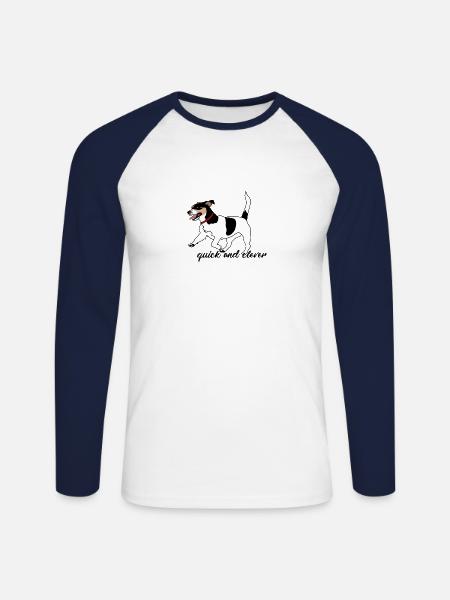 Hund - Unisex Baseballshirt langarm - Weiß/Navy