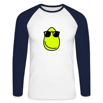 Cool Eierkopf / Cool Egg head (3c) - Unisex Baseballshirt langarm - Weiß/Navy - Vorne - Nik (191cm)