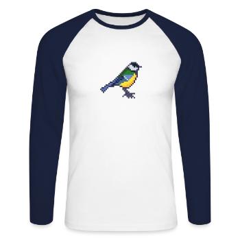 Vogel - Unisex Baseballshirt langarm - Weiß/Navy - Vorne - Nik (191cm)