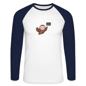 Eule - Unisex Baseballshirt langarm - Weiß/Navy - Vorne - Nik (191cm)