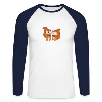 Wildtiere - Unisex Baseballshirt langarm - Weiß/Navy - Vorne - Nik (191cm)
