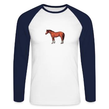 Pferde - Unisex Baseballshirt langarm - Weiß/Navy - Vorne - Nik (191cm)