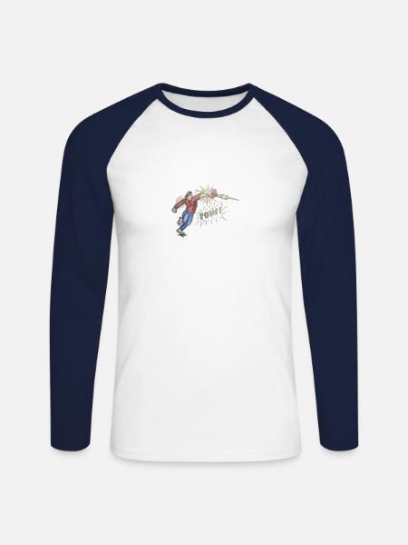 Powerdarter - Unisex Long Sleeve Baseball T-Shirt - white/navy