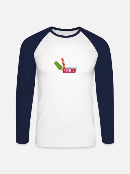 Sommer - Unisex Baseballshirt langarm - Weiß/Navy