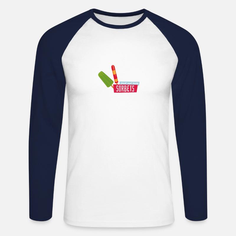 Sommer - Unisex Baseballshirt langarm - Weiß/Navy