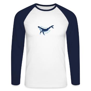 Meerestiere - Unisex Baseballshirt langarm - Weiß/Navy - Vorne - Nik (191cm)