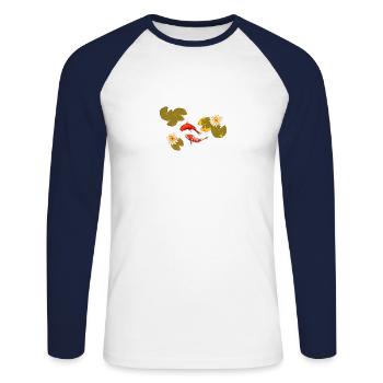 Meerestiere - Unisex Baseballshirt langarm - Weiß/Navy - Vorne - Nik (191cm)