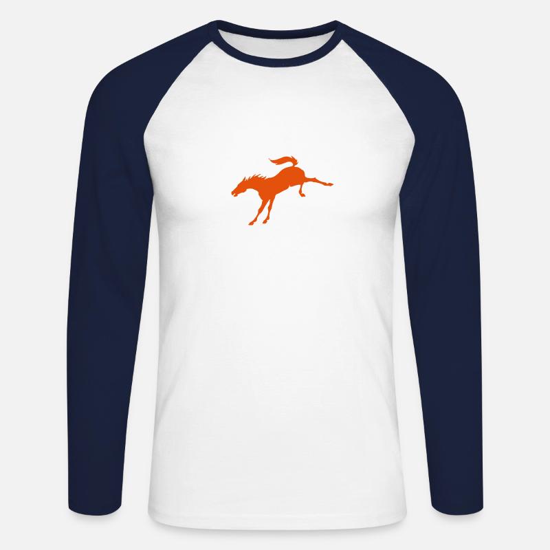 Bockendes Pferd - Unisex Baseballshirt langarm - Weiß/Navy