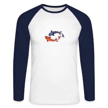 Meerestiere - Unisex Baseballshirt langarm - Weiß/Navy - Vorne - Nik (191cm)