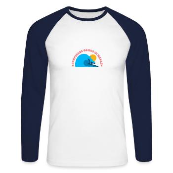 Sommer - Unisex Baseballshirt langarm - Weiß/Navy - Vorne - Nik (191cm)