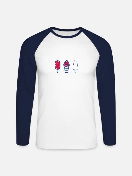 Sommer - Unisex Baseballshirt langarm - Weiß/Navy