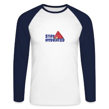 Sommer - Unisex Baseballshirt langarm - Weiß/Navy - Vorne - Nik (191cm)