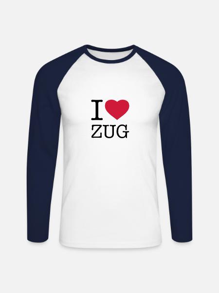 I ♥ ZUG - Unisex Long Sleeve Baseball T-Shirt - white/navy