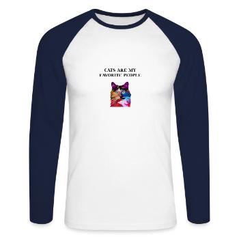 Chat mignon Les chats sont mes idées cadeaux préférées - T-shirt baseball manches longues Homme - blanc/marine - Devant - Nik (191cm)