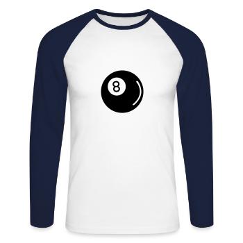 billard 8 - T-shirt baseball manches longues Homme - blanc/marine - Devant - Nik (191cm)