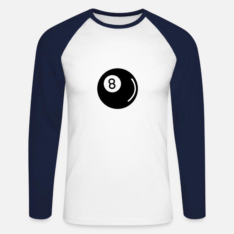 billard 8 - Unisex Baseballshirt langarm - Weiß/Navy