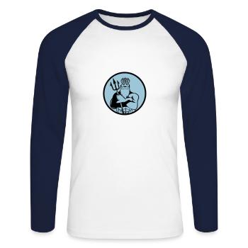 poseidon 002 - Unisex Baseballshirt langarm - Weiß/Navy - Vorne - Nik (191cm)