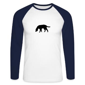 Hund - Unisex Baseballshirt langarm - Weiß/Navy - Vorne - Nik (191cm)